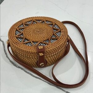 Brown Woven Crossbody Bag